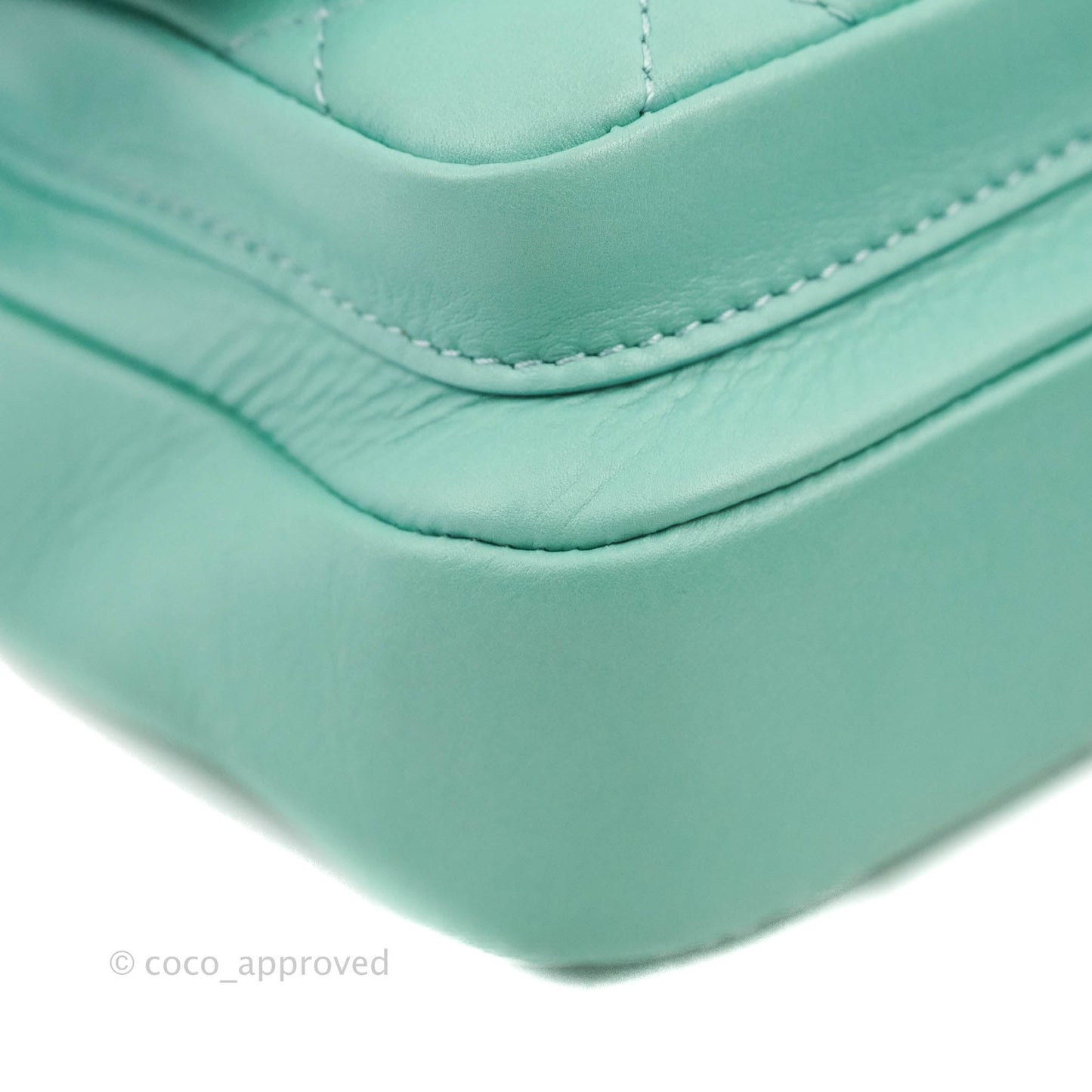 Chanel Quilted Small Day Trip Tiffany Blue Green Lambskin Aged Gold Hardware