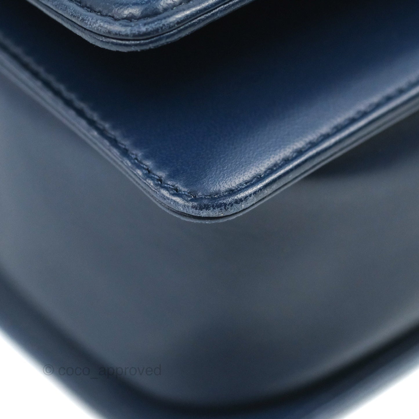 Chanel Quilted Medium Boy Navy Lambskin Aged Gold Hardware
