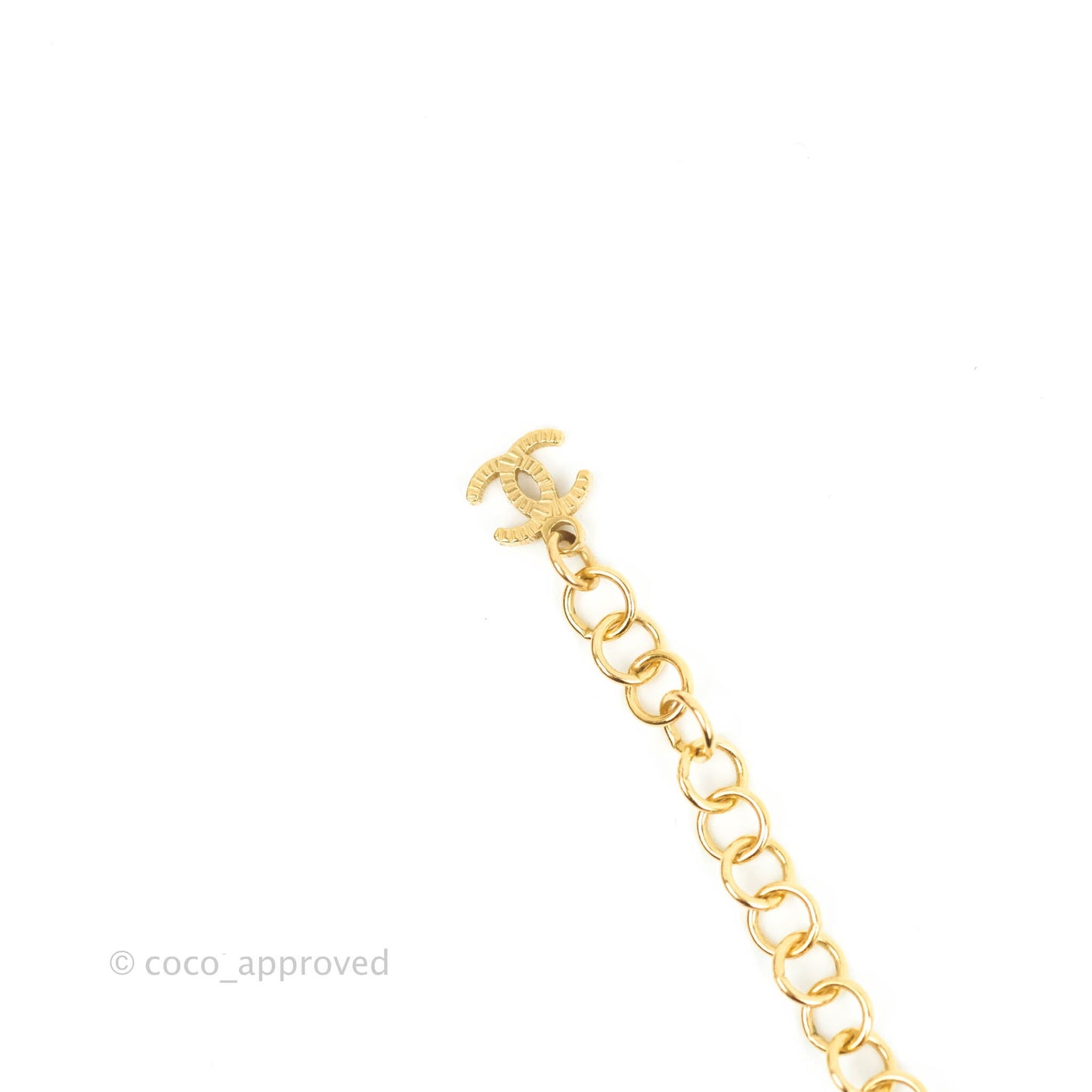 Chanel CC Crystal Pearl Perfume Bottle Necklace Gold Tone 20A