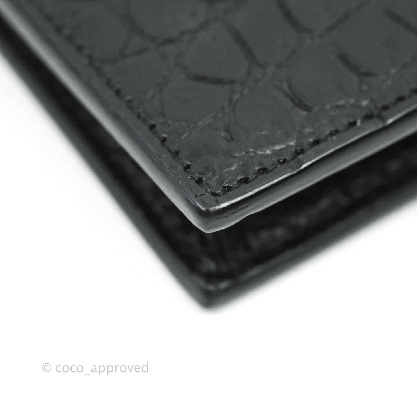 Saint Laurent Wallet on Chain So Black Crocodile-embossed Leather