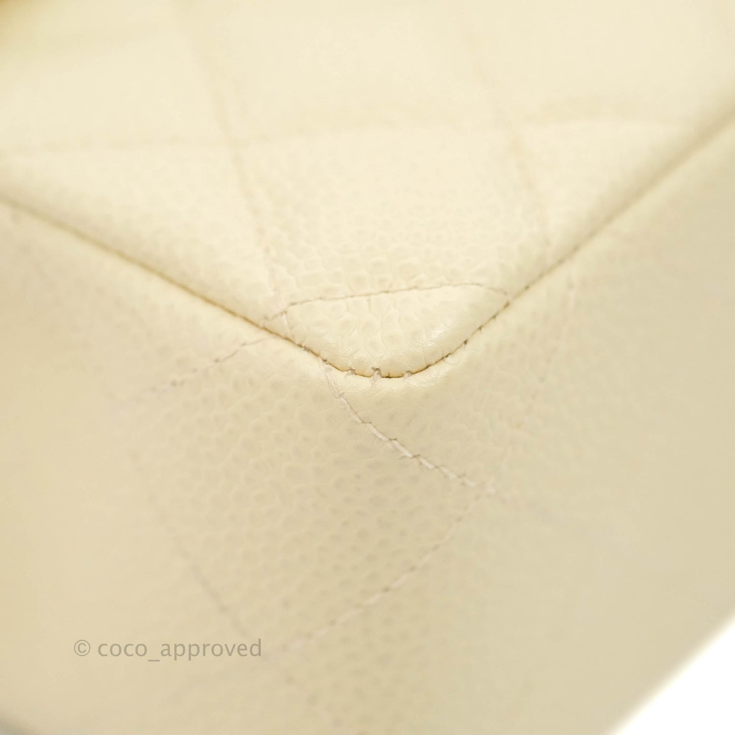 Chanel Vintage Quilted Mini Square Flap Pale Beige Caviar Silver Hardware
