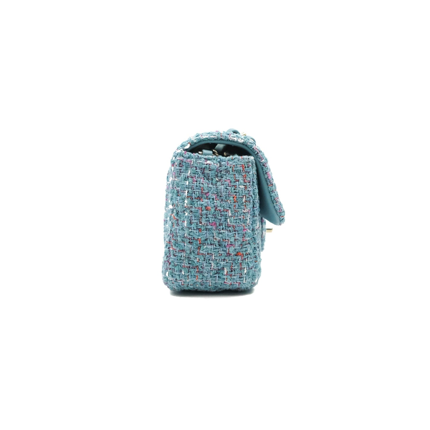 Chanel Quilted Mini Rectangular Flap Blue Tweed Gold Hardware