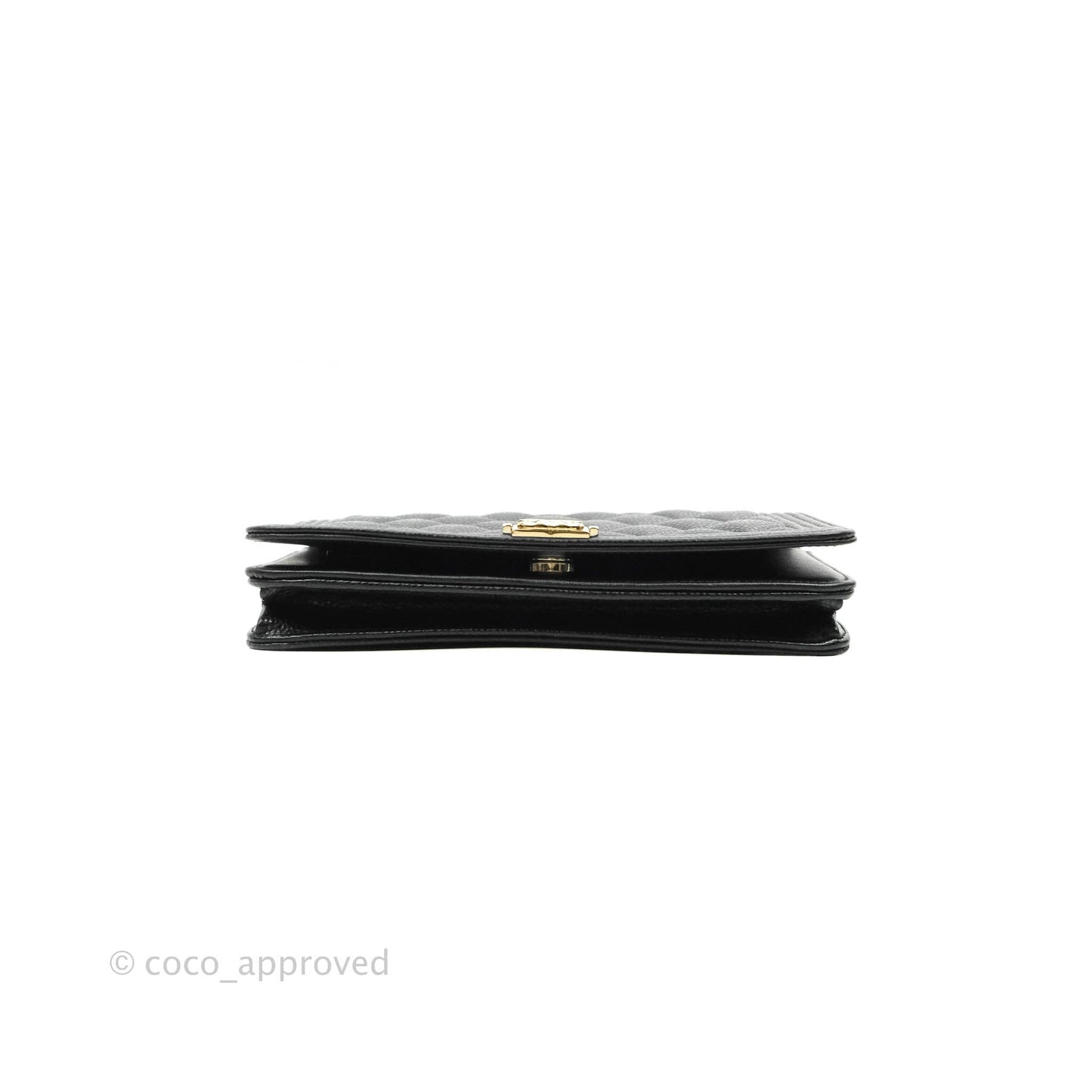 Chanel Quilted Boy Wallet on Chain WOC Black Caviar Gold Hardware