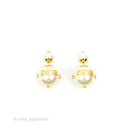 Christian Dior Pearl Star Tribales Earrings Gold Tone