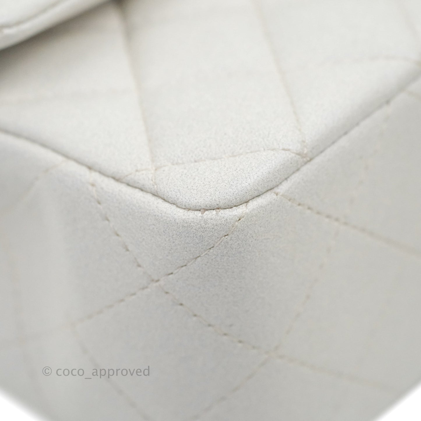 Chanel Top Handle Mini Rectangular Flap Bag Iridescent White Lambskin Aged Gold Hardware