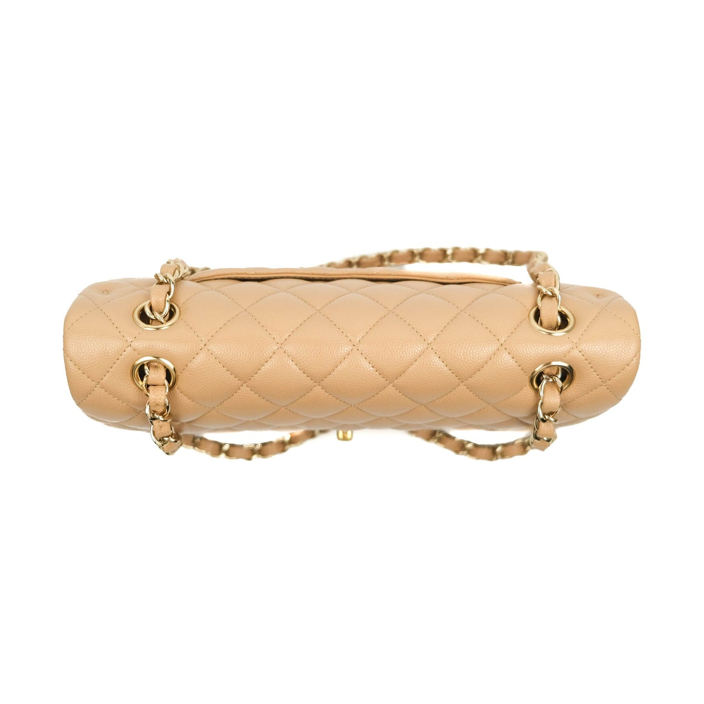 Chanel Classic M/L Medium Double Flap Dark Beige Caviar Gold Hardware 19B