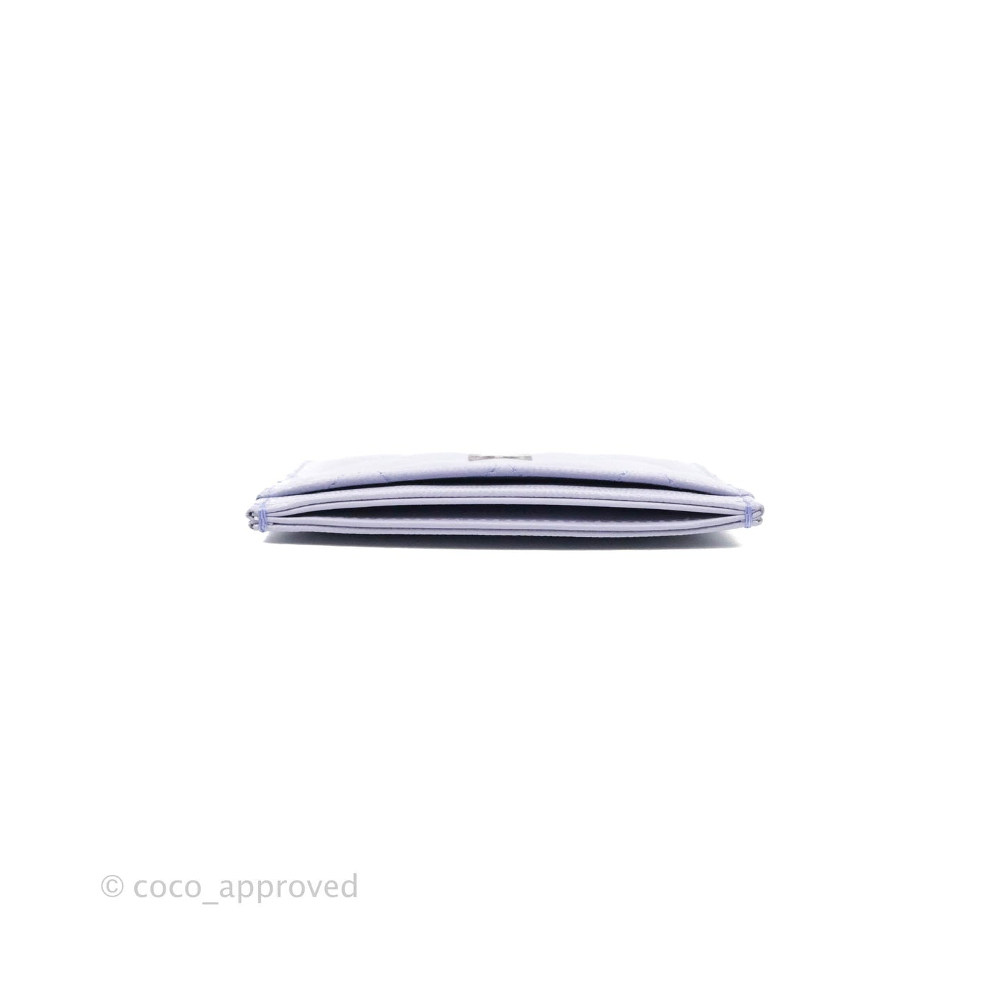 Chanel Classic Flat Card Holder Light Purple Caviar Silver Hardware