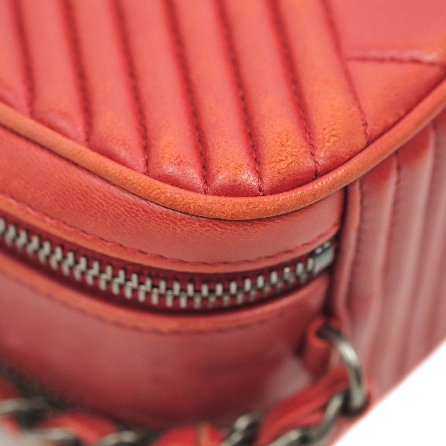 Chanel Quilted Crossbody Camera Bag Red Lambskin Ruthenium Hardware