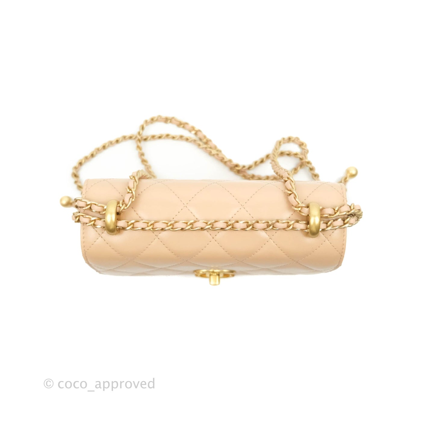 Chanel Quilted Mini Perfect Fit Adjustable Beige Calfskin Gold Hardware 21A