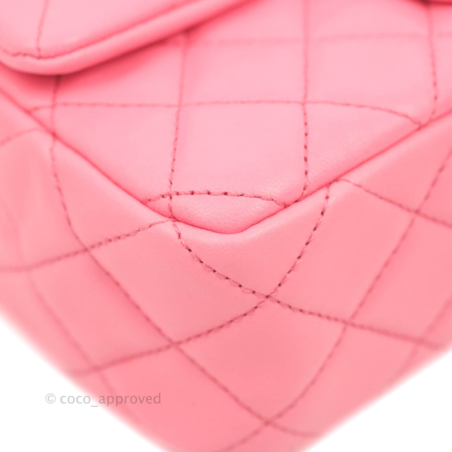 Chanel Mini Rectangular Pearl Crush Quilted Pink Lambskin Aged Gold Hardware