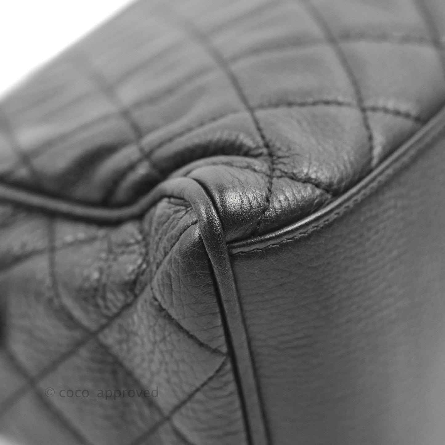 Chanel Quilted Airline Bowling Bag with Handle Black Calfskin Ruthenium Hardware