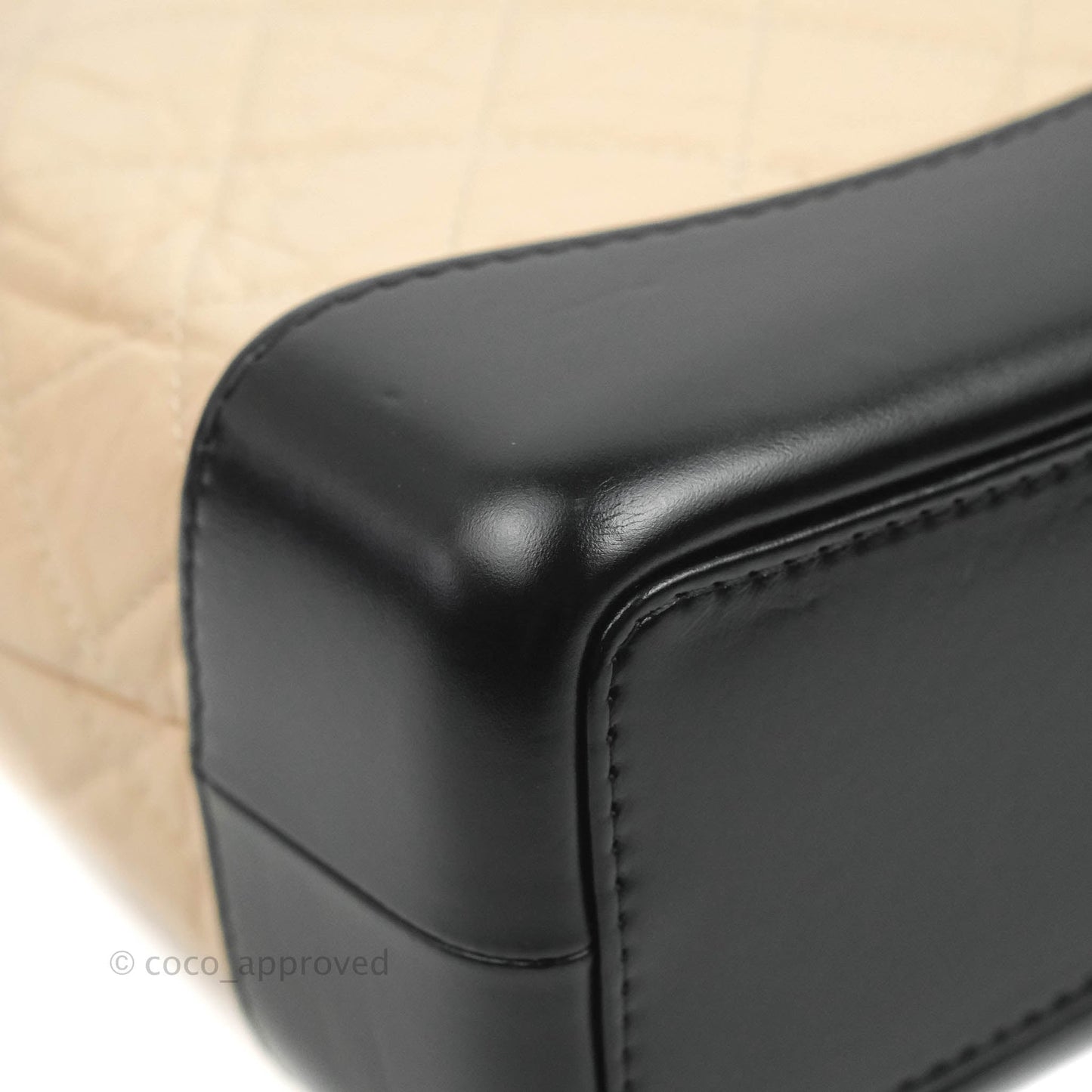 Chanel Small Gabrielle Backpack Beige Black Aged Calfskin