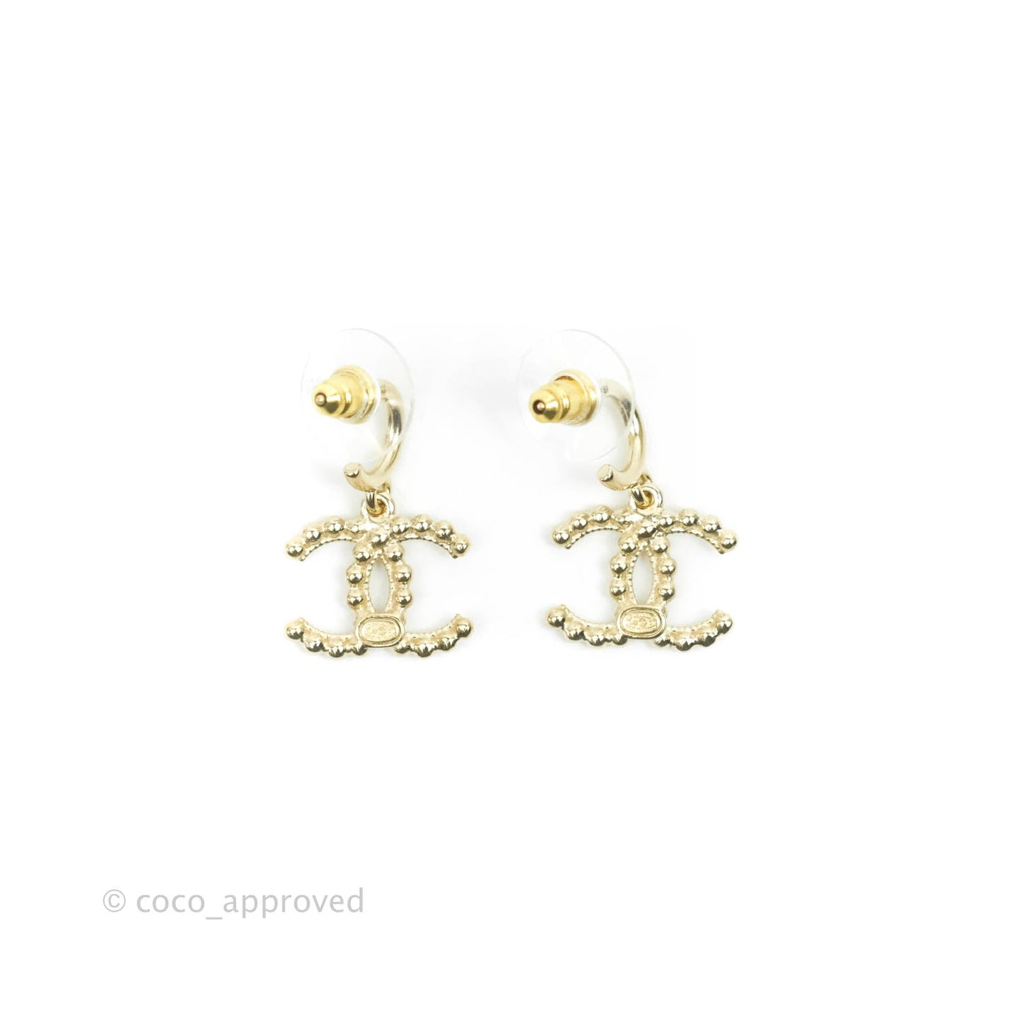 Chanel CC Hoop Earrings Gold Tone 22C
