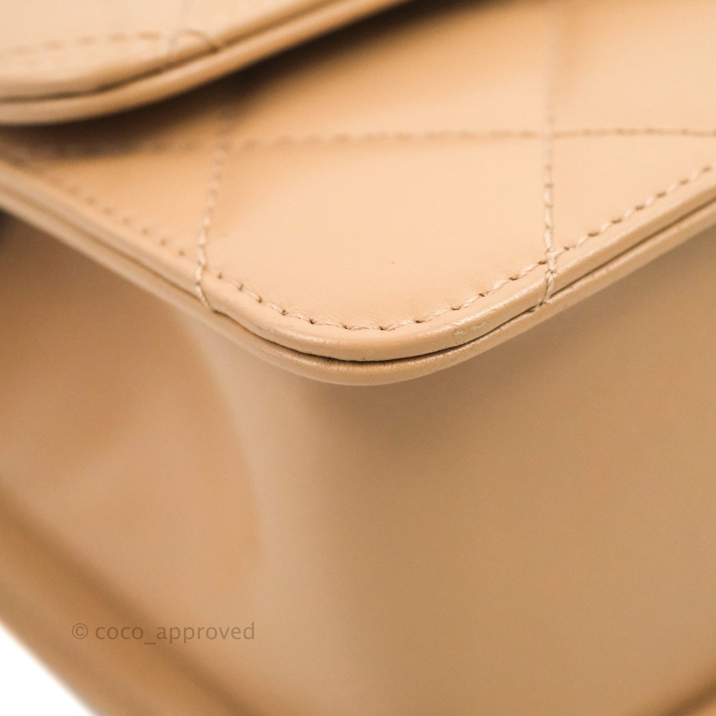 Chanel Quilted Perfect Fit Adjustable Beige Calfskin Gold Hardware 21A