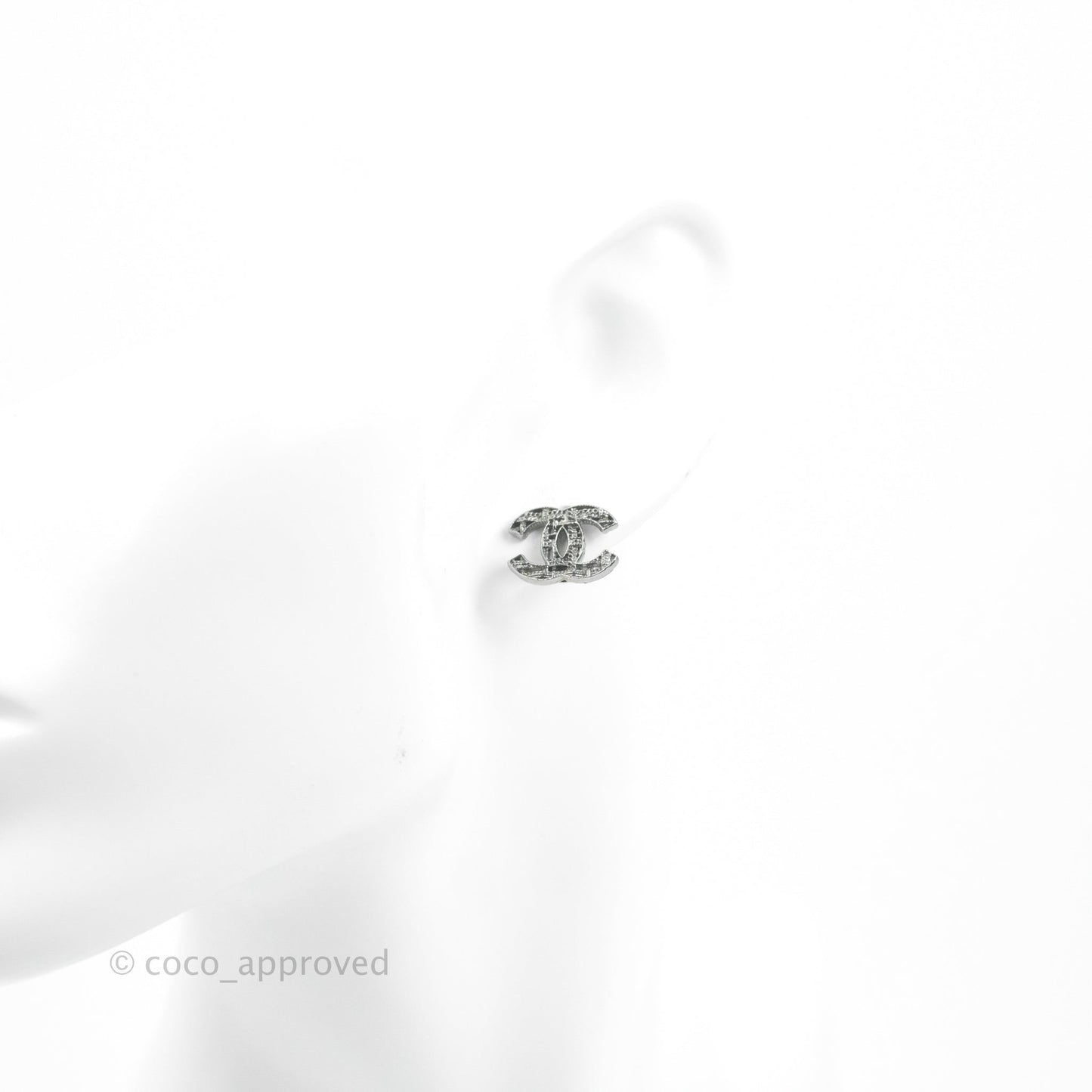 Chanel CC Earrings Ruthenium Hardware 14A