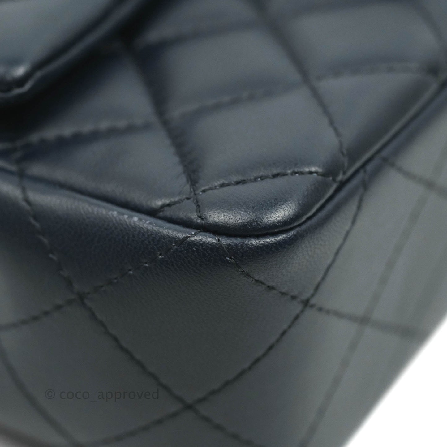 Chanel Quilted Mini Rectangular Flap Navy Lambskin Gold Hardware