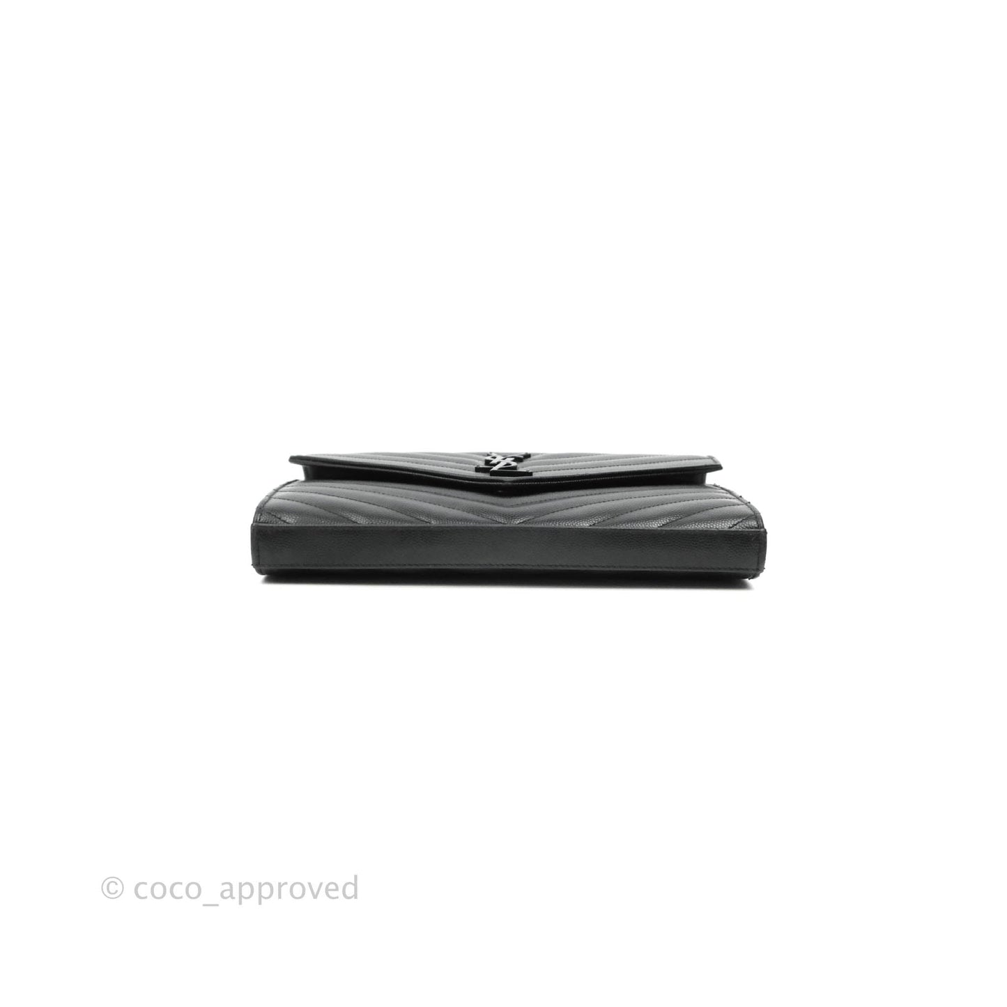 Saint Laurent Wallet on Chain Large Black Grained Leather So Black