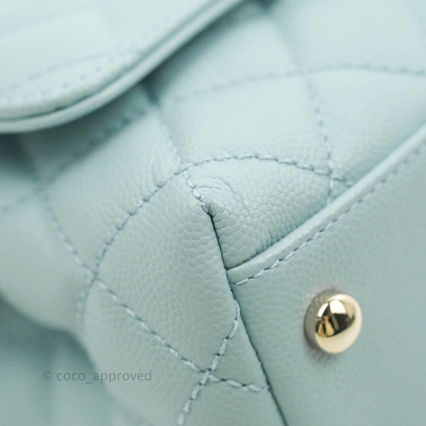 Chanel Mini Coco Handle Quilted Light Blue Caviar Gold Hardware