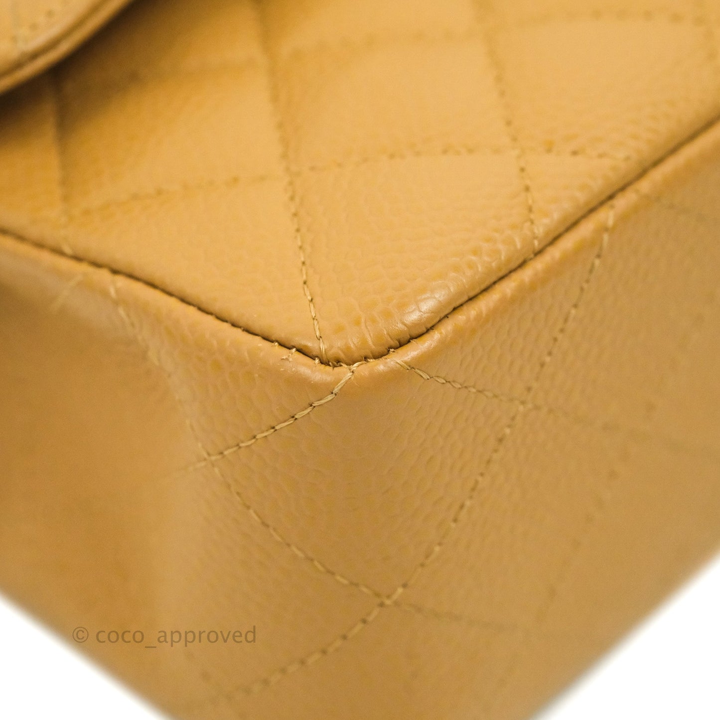 Chanel S/M Small Classic Quilted Flap Dark Beige Caviar 24K Gold Hardware