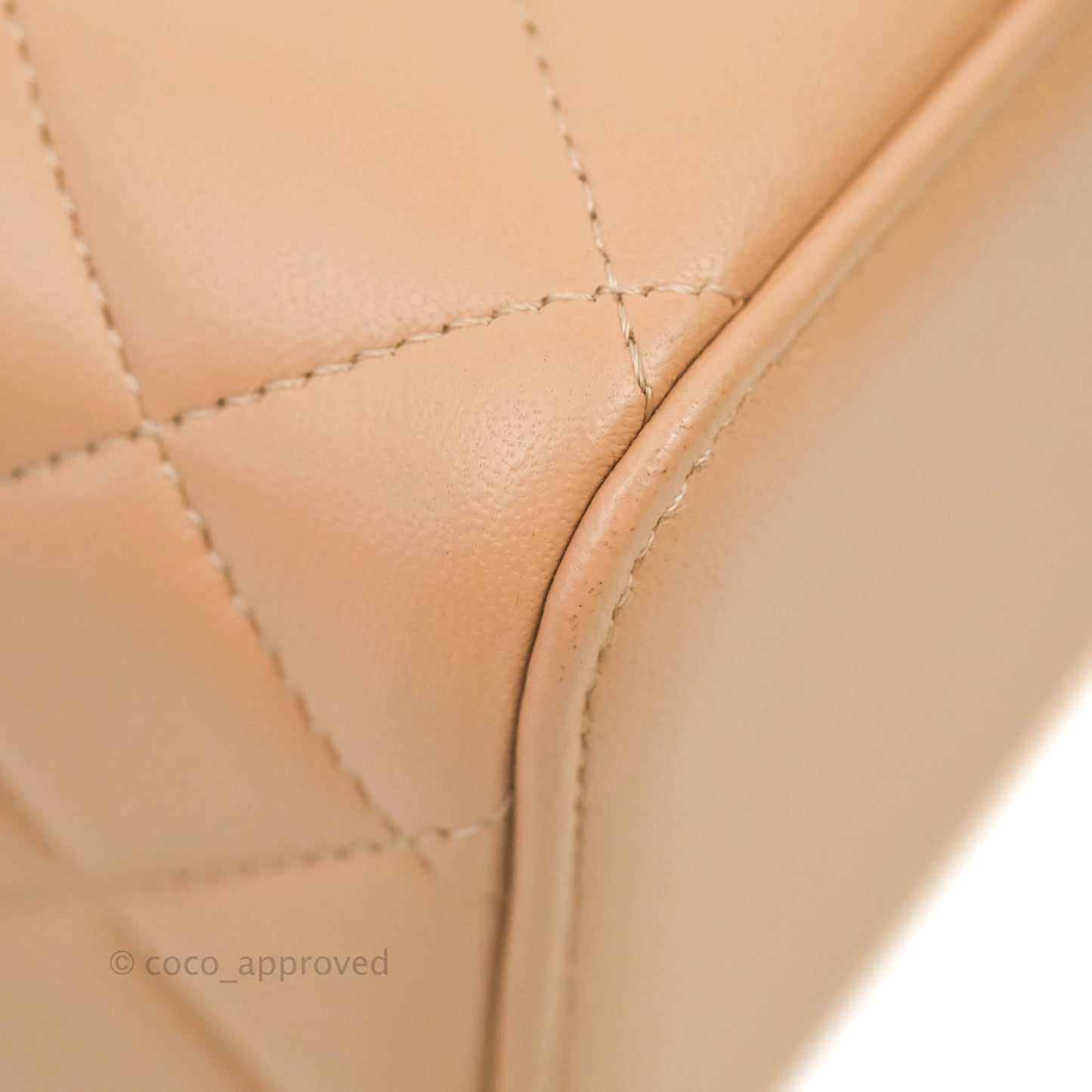 Chanel Vanity Rectangular Top Handle Beige Lambskin Aged Gold Hardware