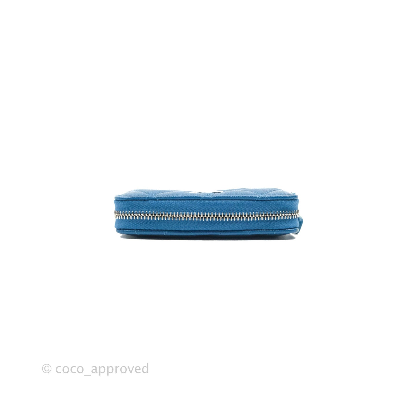 Chanel Classic Zipped Coin Purse Blue Caviar Silver Hardware