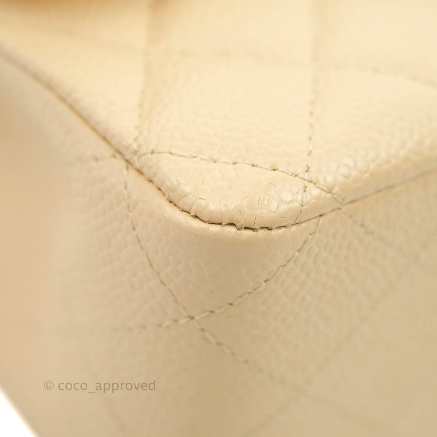 Chanel Classic M/L Medium Flap Quilted Beige Caviar Gold Hardware