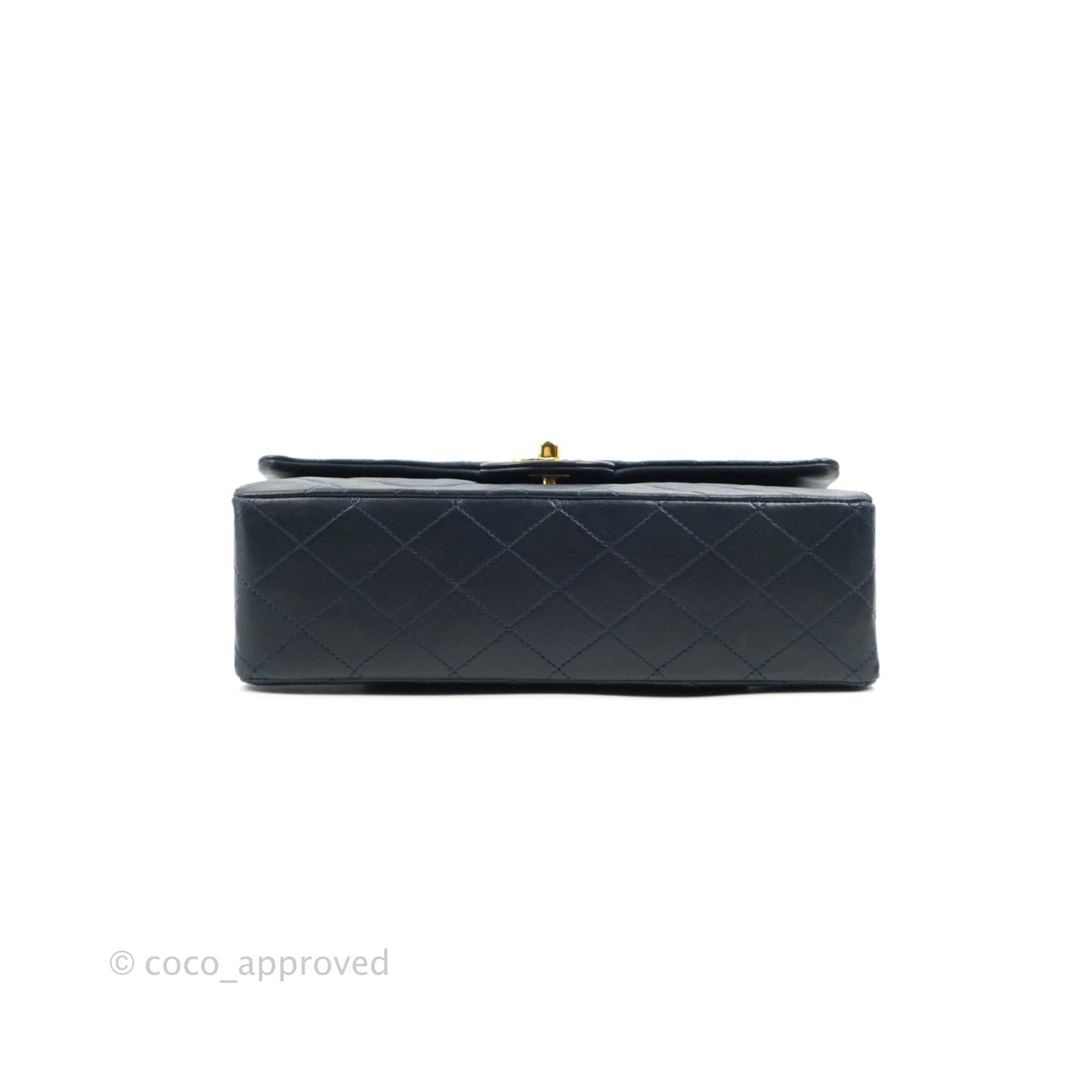 Chanel Classic Vintage Medium M/L Flap Navy Lambskin 24K Gold Hardware