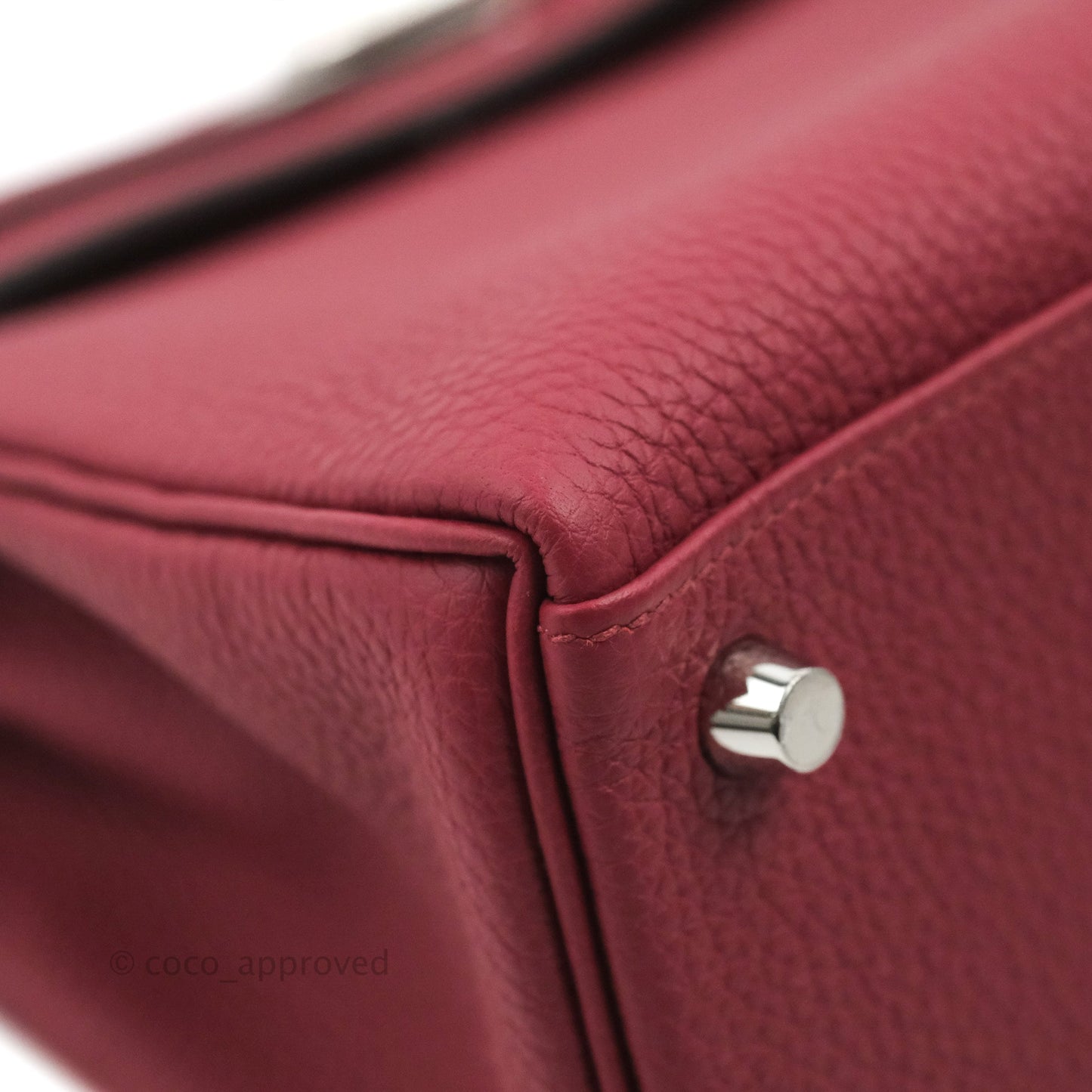 DM/email us to purchase - Hermes Kelly Retourne 25 Togo Rouge Grenat K1 Palladium Hardware