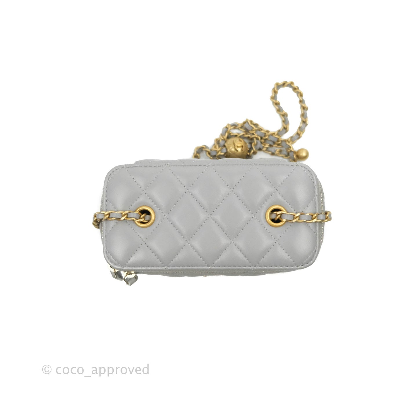 Chanel Vanity with Pearl Crush Chain Grey Lambskin Aged Gold Hardware