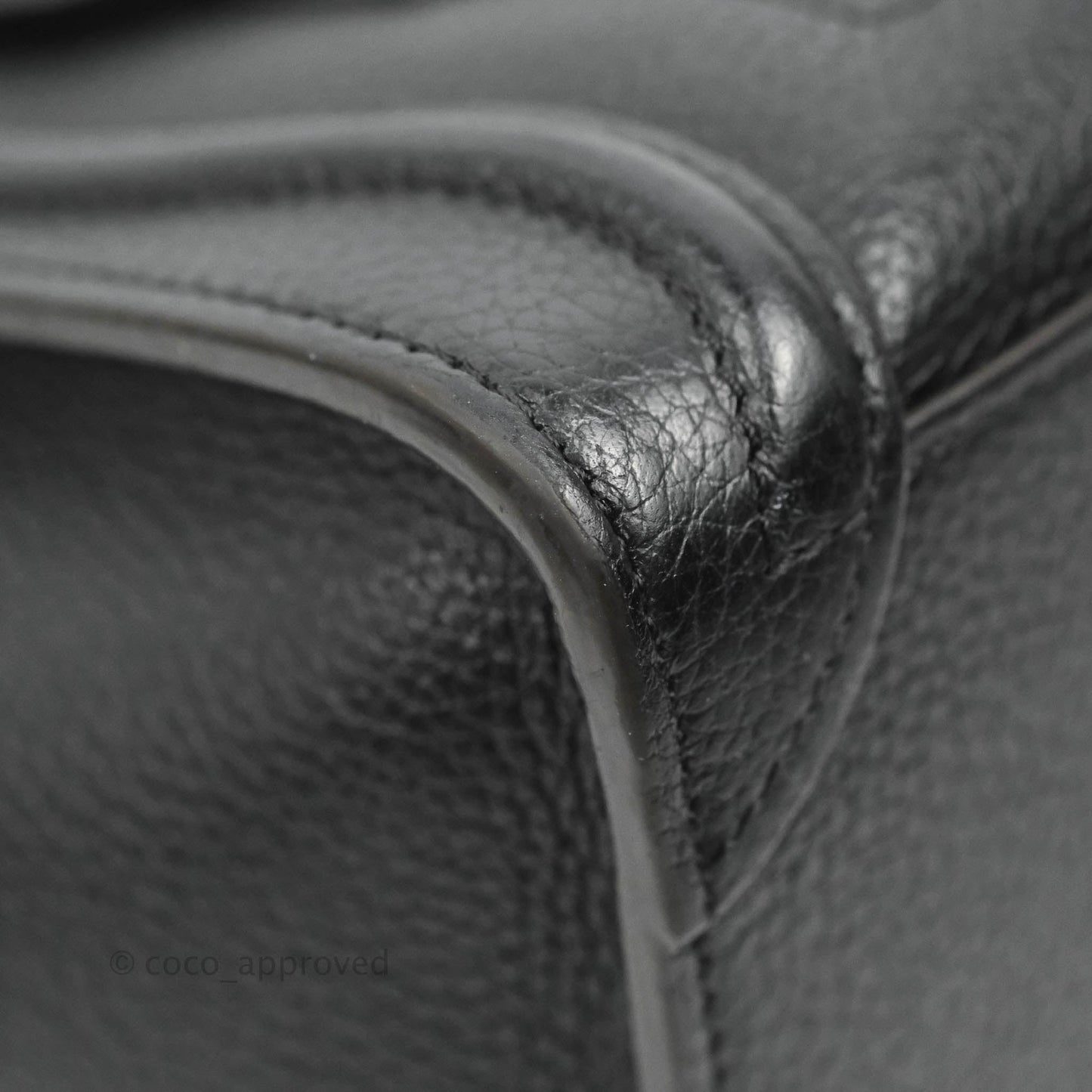 Celine Nano Luggage Black Drummed Calfskin Silver Hardware