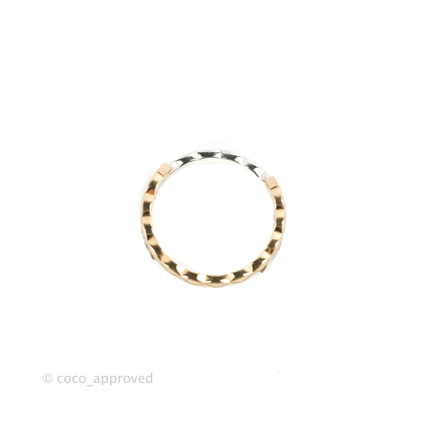 Chanel Crystal Coco Crush Toi Et Moi Ring 18K White & Beige Gold Size 52