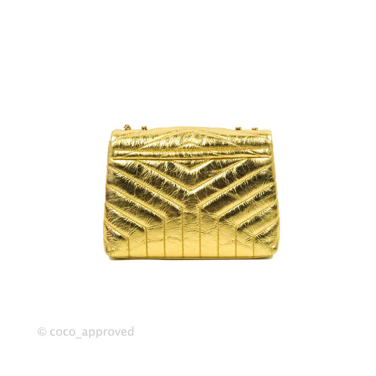 Saint Laurent Loulou Small Bag Metallic Gold Gold Hardware