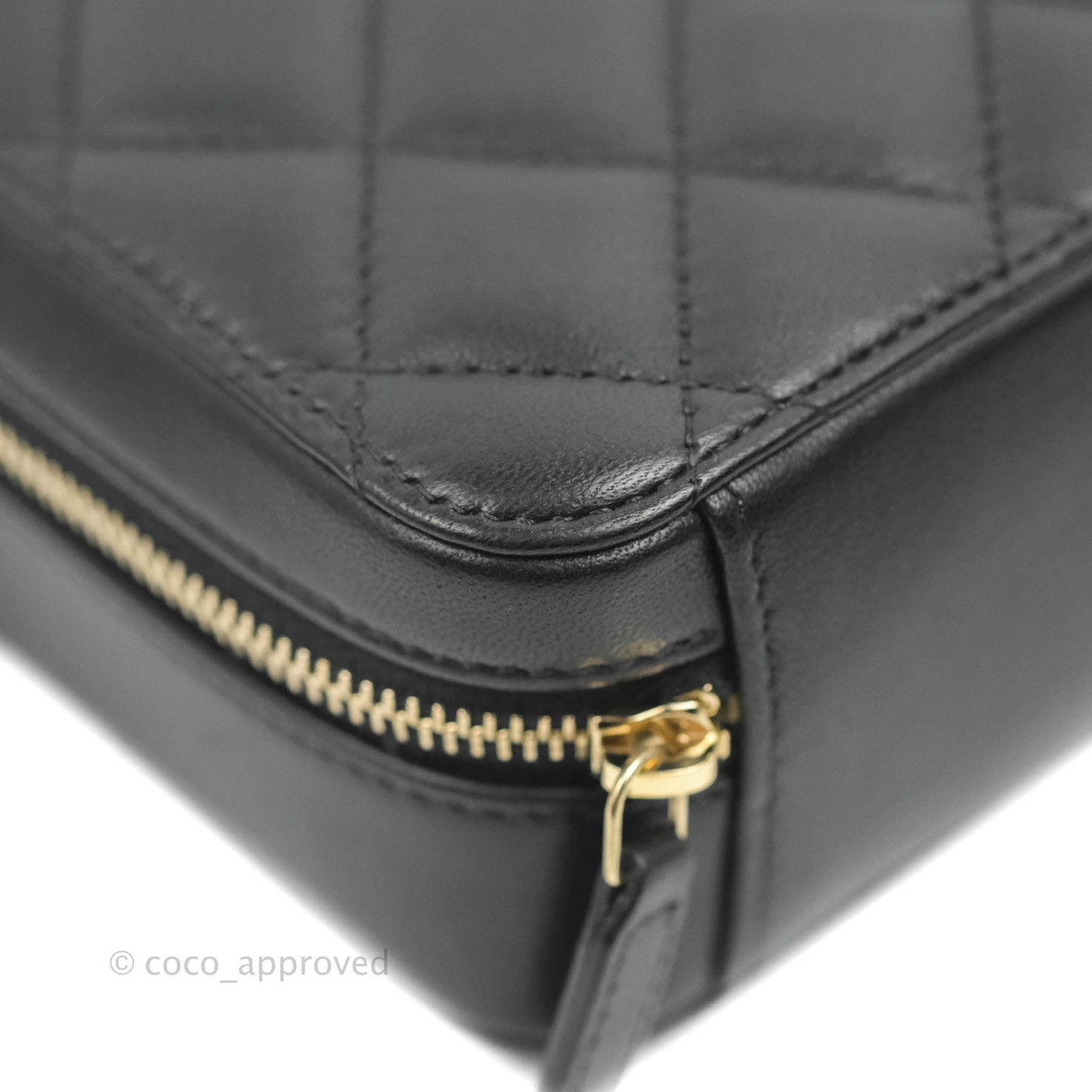 Chanel Mini Pearl Crush Quilted Camera Case Black Lambskin Aged Gold Hardware