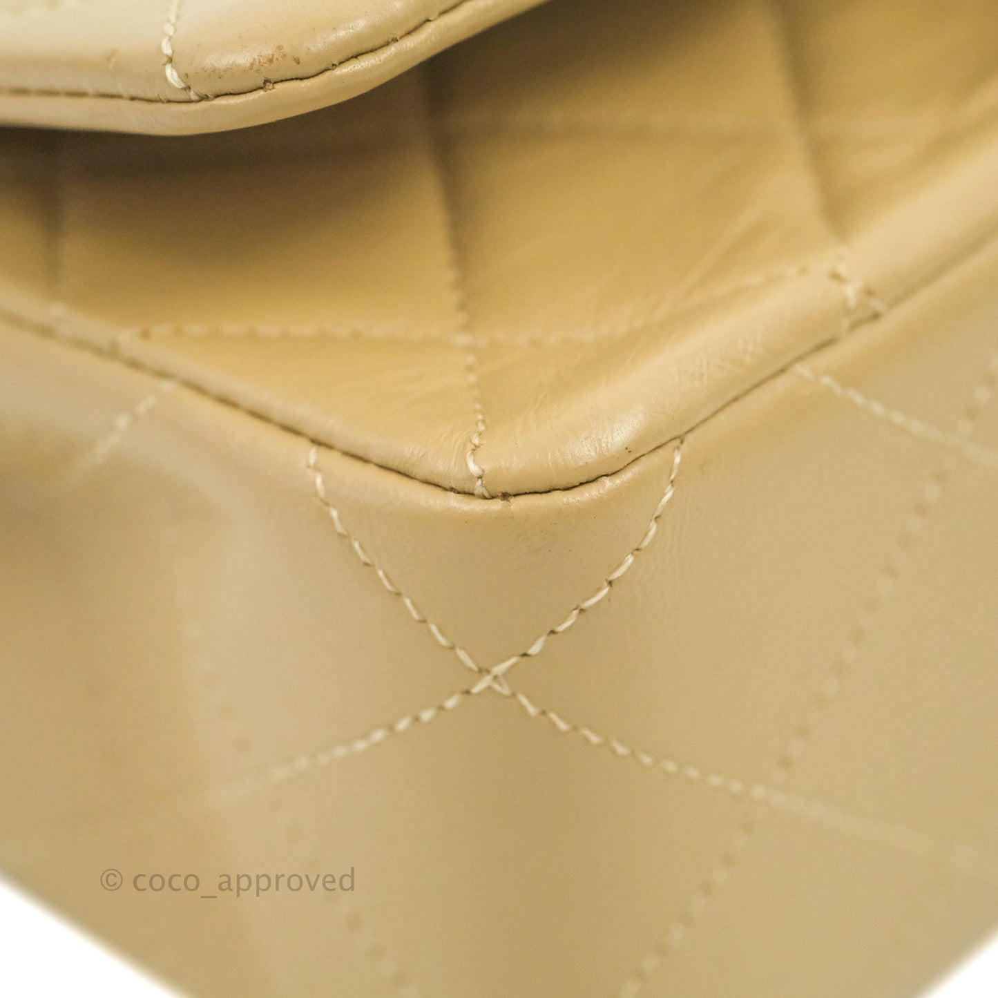 Chanel Vintage Small Single Full Flap Bag Beige Lambskin 24K Gold Hardware