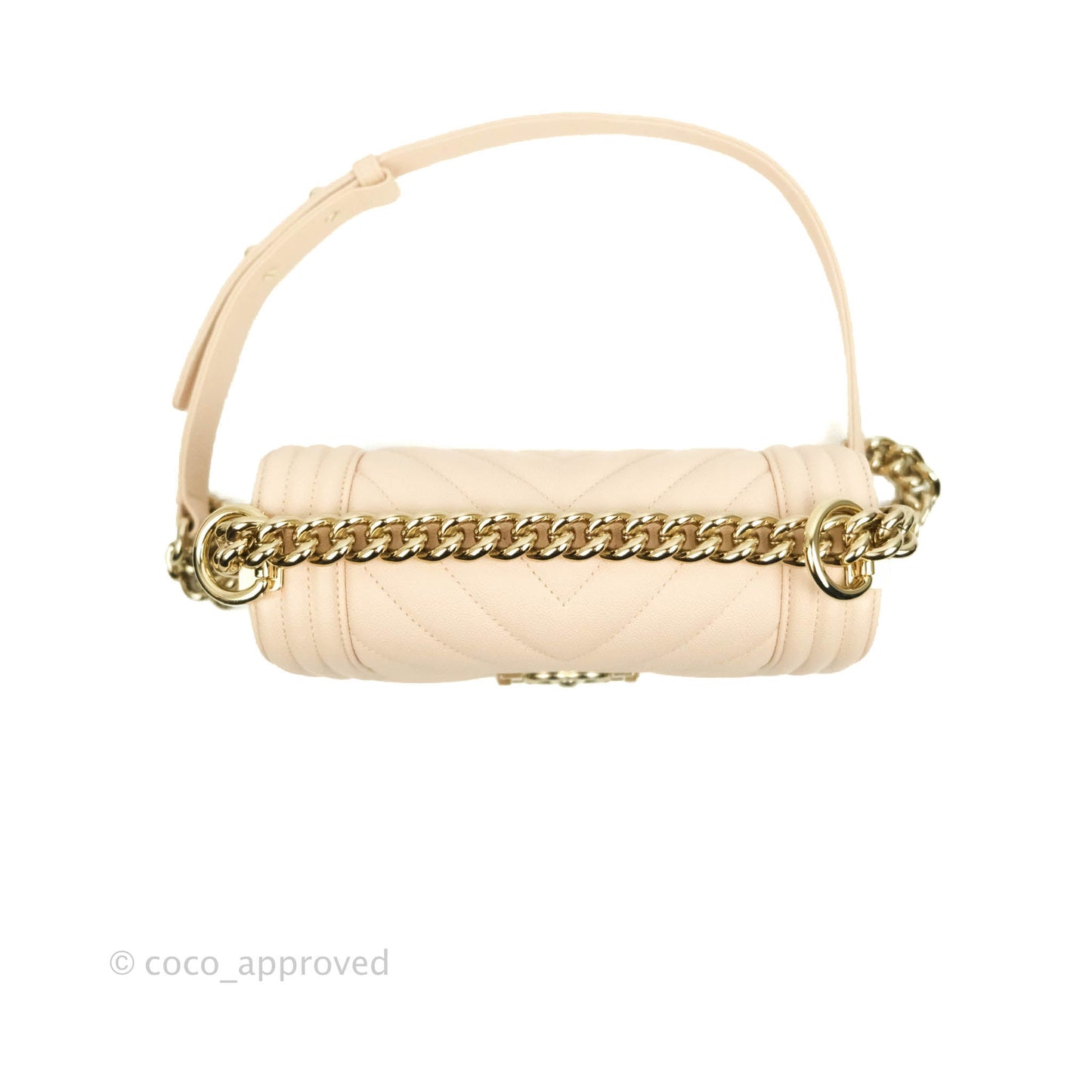 Chanel Small Boy Chevron Light Pink Caviar Gold Hardware