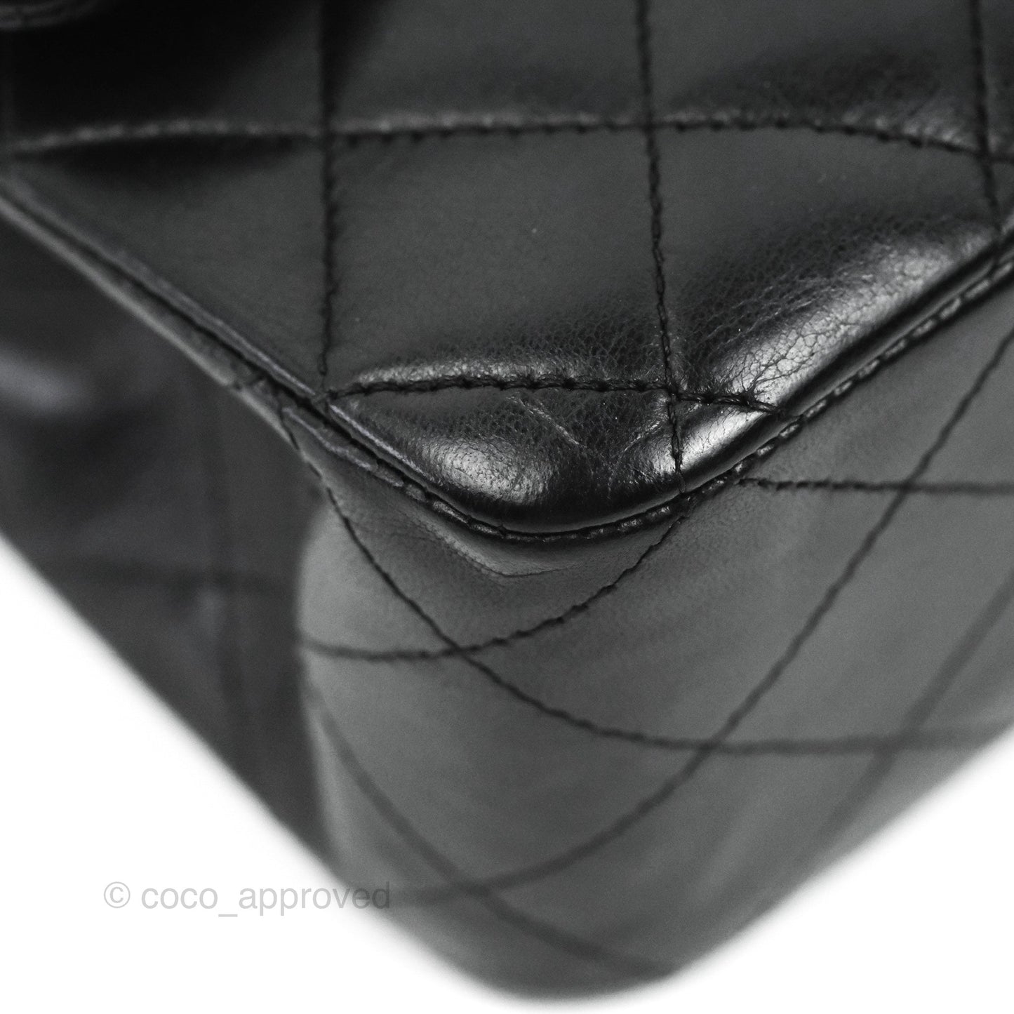 Chanel Classic M/L Medium Flap Quilted Black Lambskin Gold Hardware