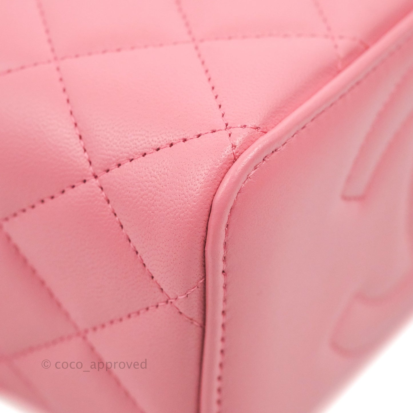 Chanel Vanity Rectangular Top Handle Pink Lambskin Gold Hardware
