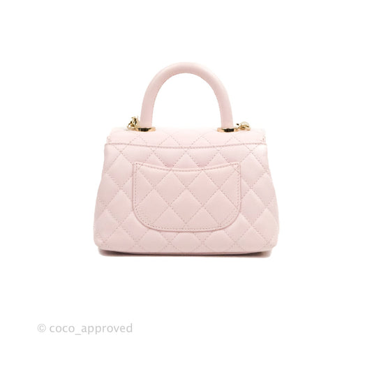 Chanel Mini Coco Handle Quilted Light Pink Caviar Gold Hardware