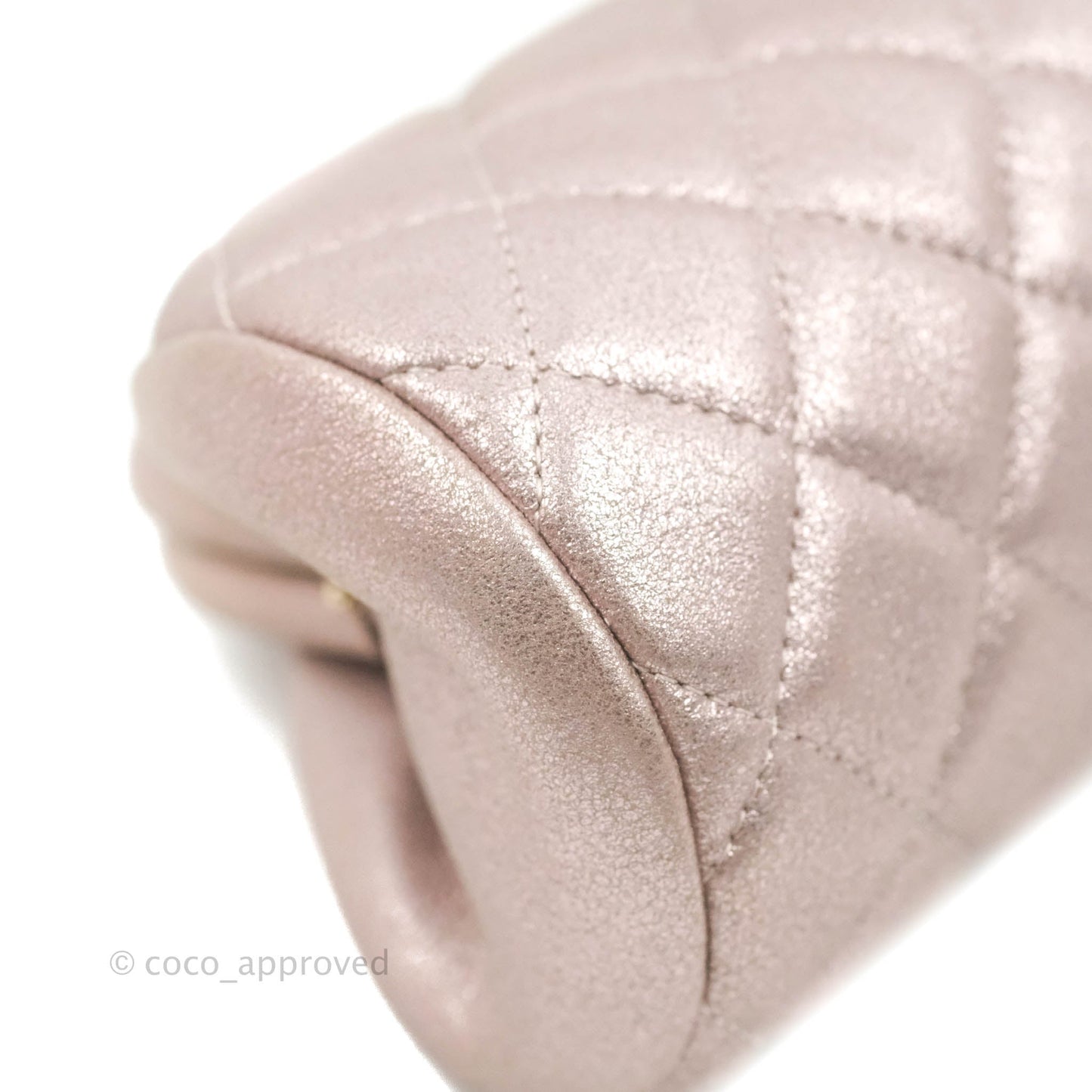 Chanel Quilted Timeless Kisslock Clutch Metallic Rose Gold Goatskin Silver Hardware