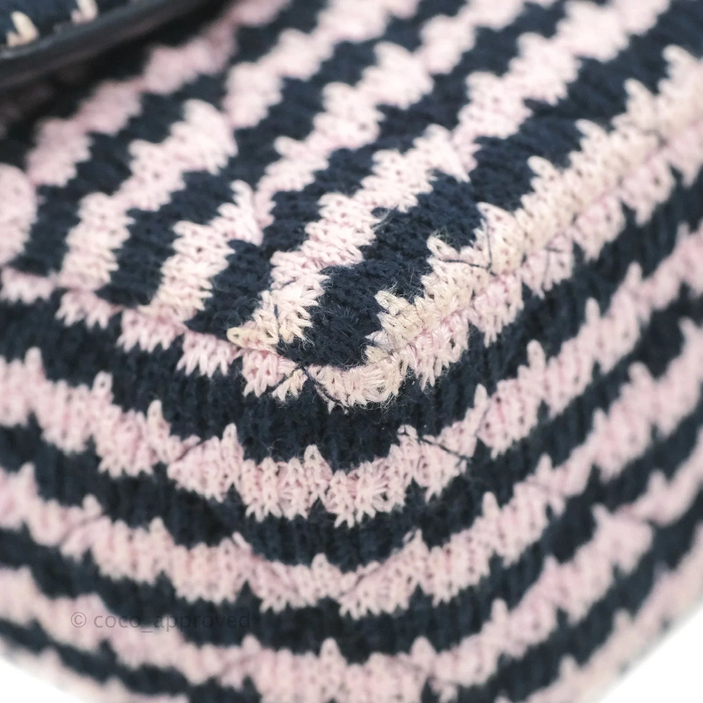 Chanel Mini Rectangular Flap Bag Navy Pink Striped Tweed Silver Hardware