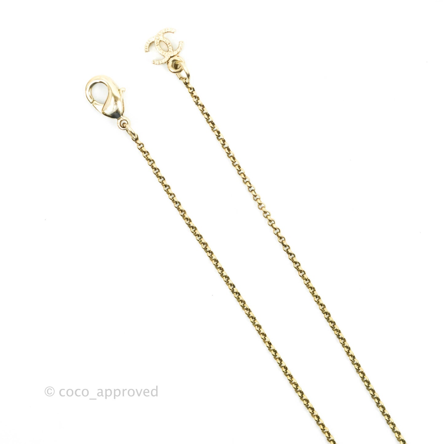 Chanel CC Crystal Necklace Gold Tone 19V