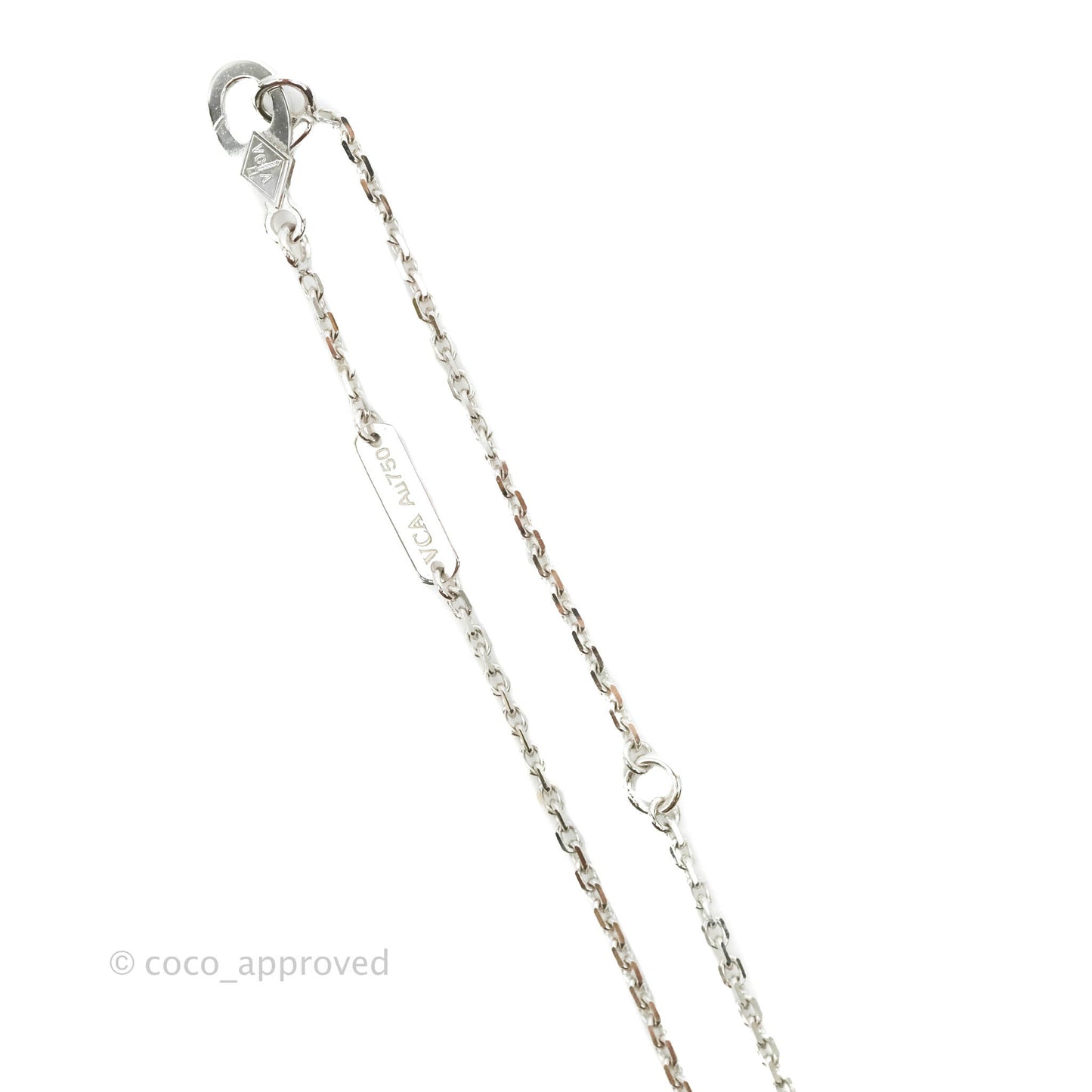 Van Cleef & Arpels Vintage Alhambra Necklace Green Celadon Sevres Porcelain Diamond White Gold