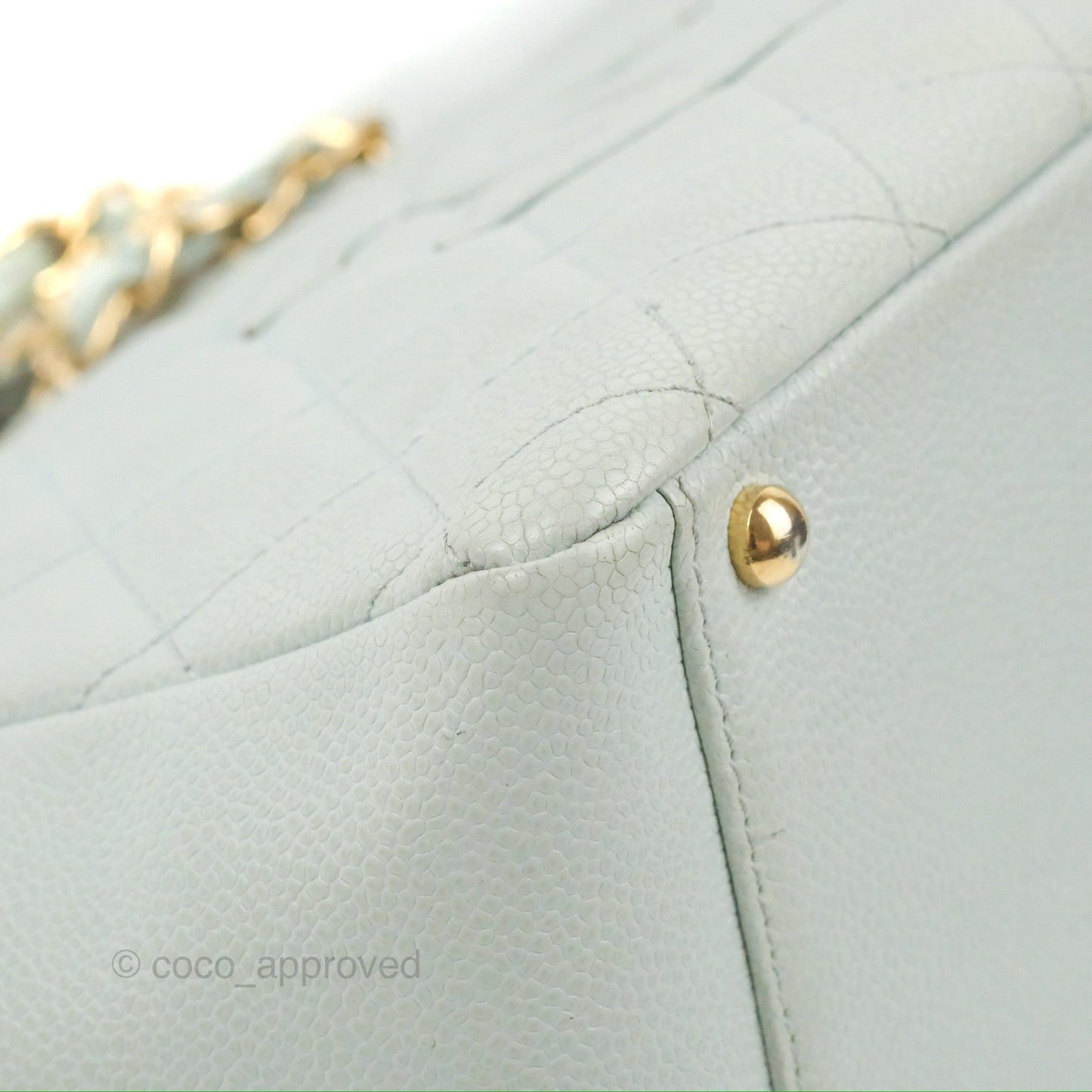 Chanel PTT Petite Timeless Shopping Tote Bag Light Tiffany Blue Caviar Gold Hardware