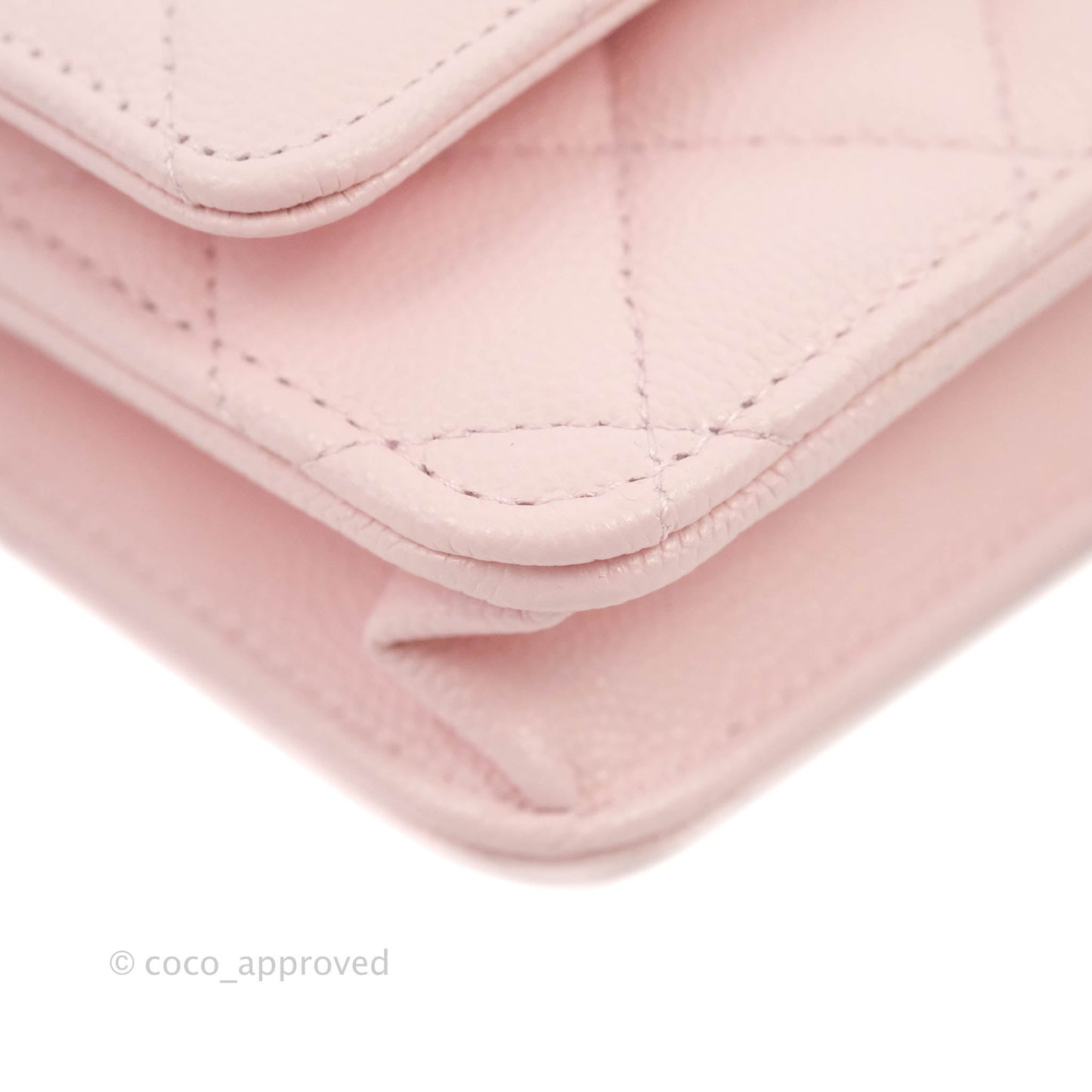 Chanel Quilted Classic Wallet on Chain WOC Light Pink Caviar Gold Hardware 22S