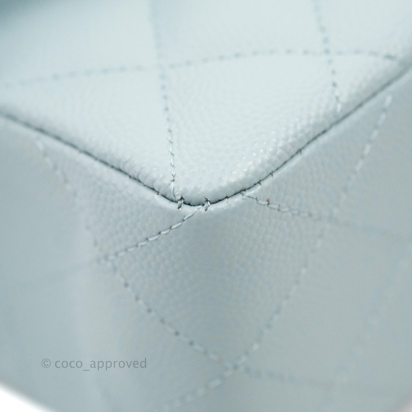 Chanel Small Classic Quilted Flap Light Blue Caviar Gold Hardware