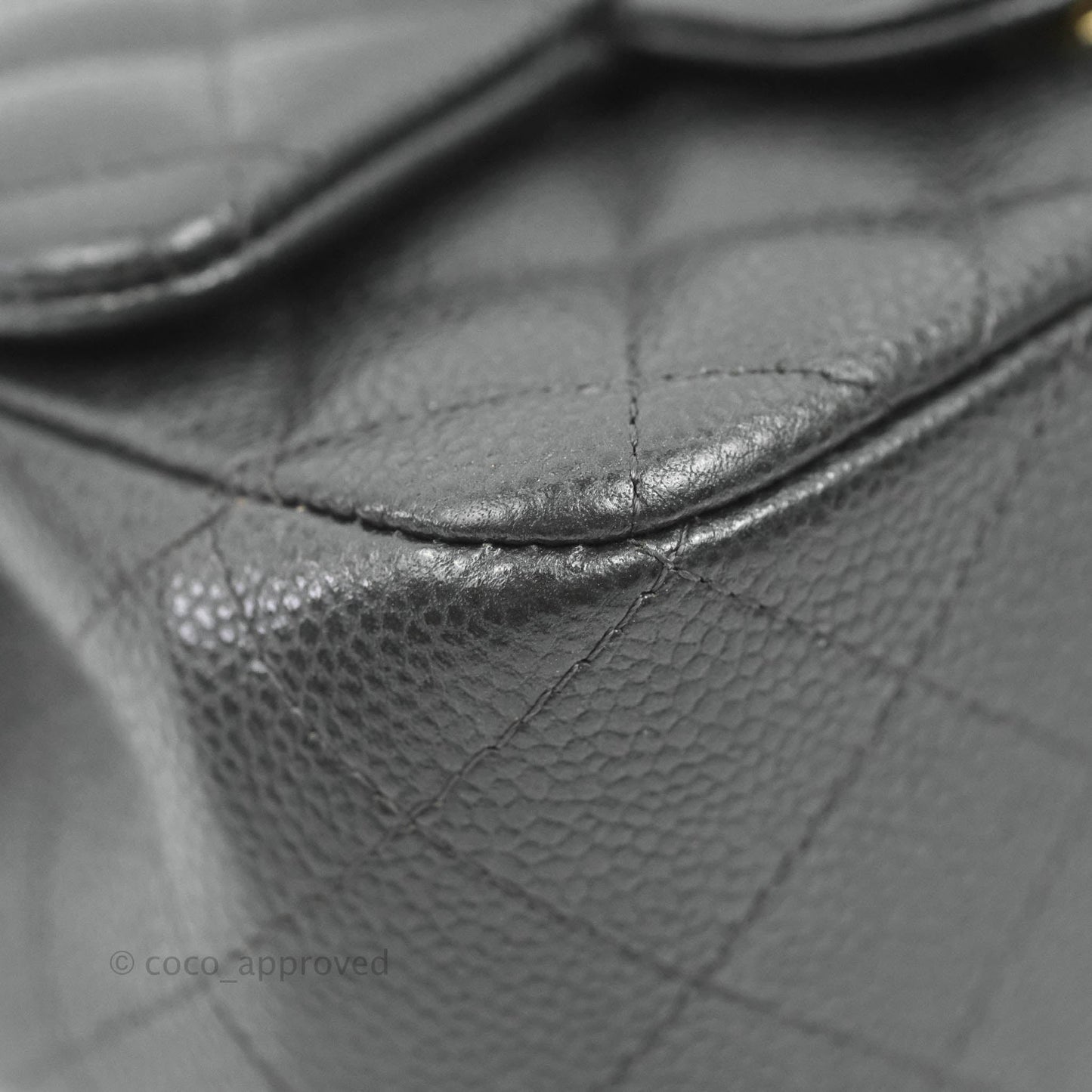 Chanel Quilted Mini Square Flap Bag Pearly Black Caviar Gold Hardware