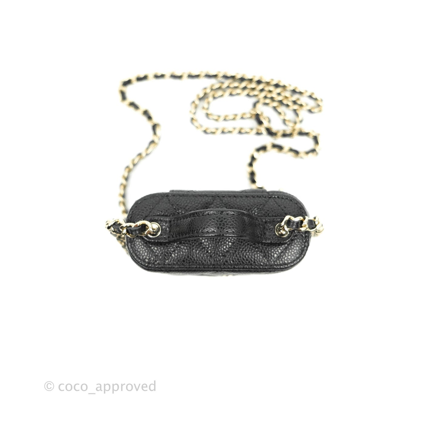 Chanel Quilted Small Handle With Care Vanity Case With Chain Black Caviar Gold Hardware