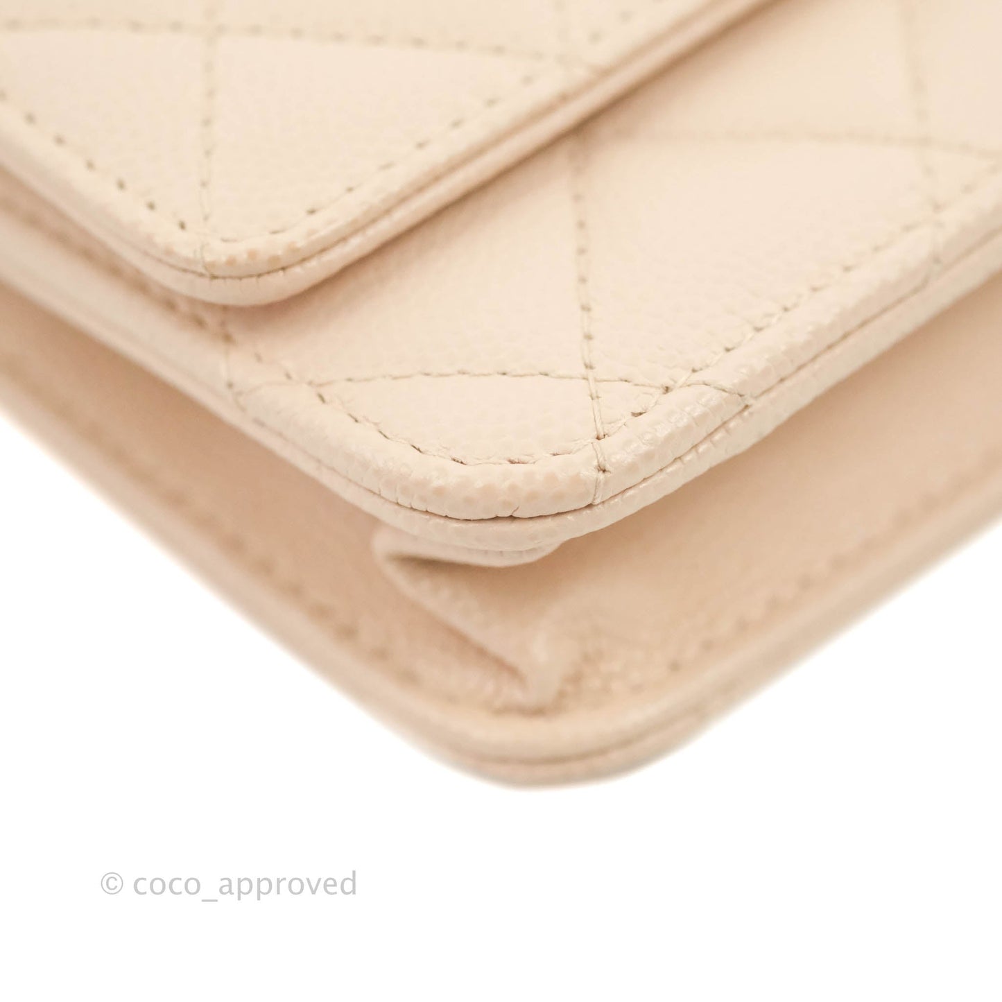 Chanel Quilted Golden Class Wallet on Chain WOC Light Beige Caviar Gold Hardware