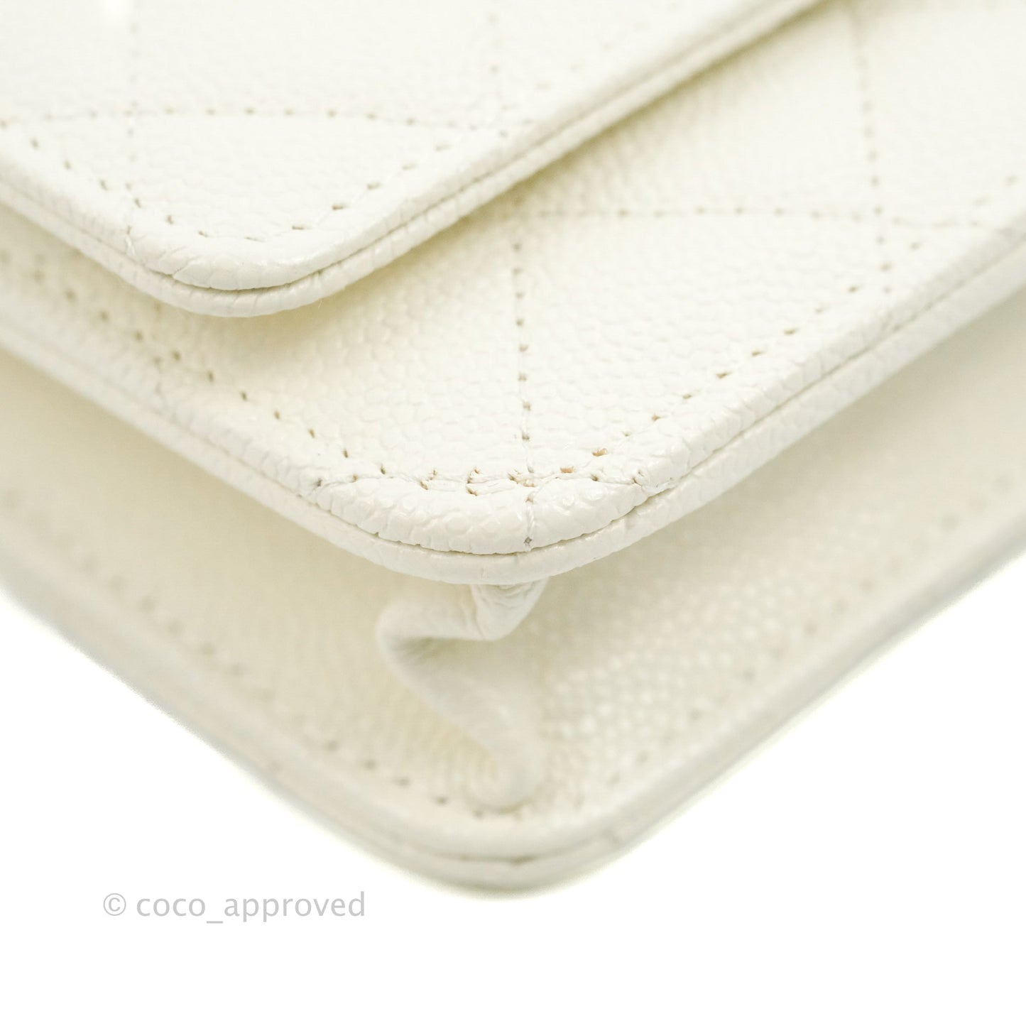 Chanel Quilted Wallet On Chain WOC Melody Ivory White Caviar Gold Hardware
