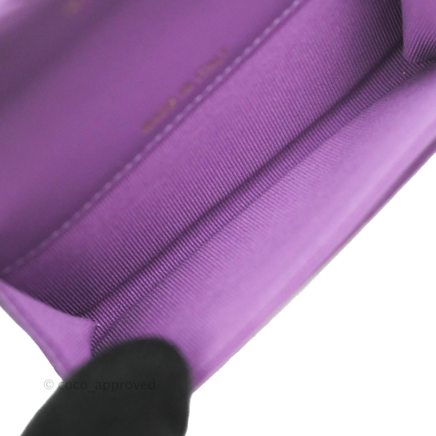 Chanel Quilted Flap Card Holder Purple Lambskin Gold Hardware